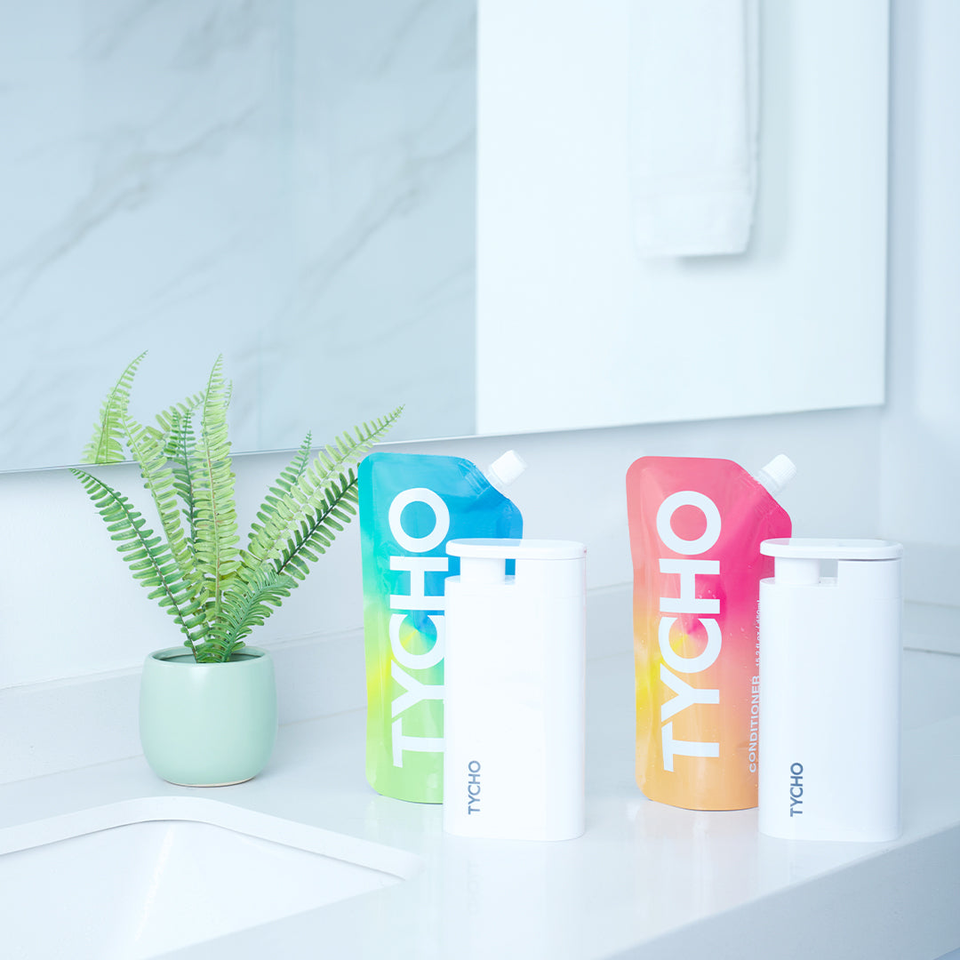 Tycho sustainable dispenser shampoo and body wash for environmentally conscious people
